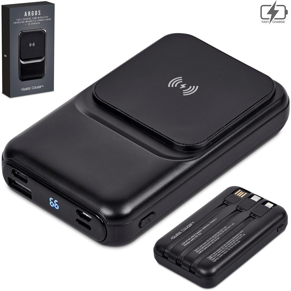 Swiss Cougar Argos Fast Charge 20W Wireless Charging Magnetic Power Bank - 10 000mAh